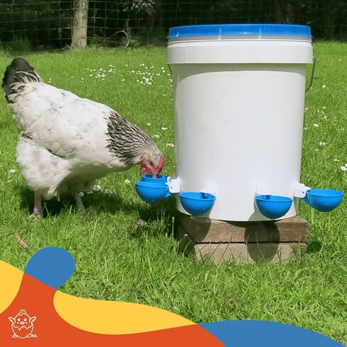 Lil Clucker - Pack of 5 - Blue Large Automatic Chicken Water Cups - Chicken Waterer Cups Suitable for Ducks, Geese, Turkeys, and Bunny Rabbit - Chicken Water Feeder Kit - Poultry Waterer in Saudi Arabia
