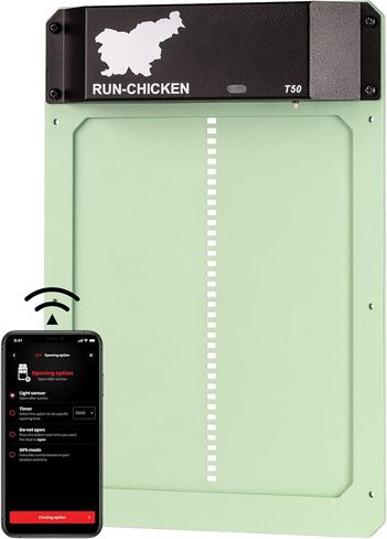 RUN-CHICKEN Door (USA Special) Automatic Chicken Coop Door Opener with Timer, Programmable Light Sensor, Battery Powered, Delay Options, Aluminum Door, Automatic Chicken Door Opener Model T50 in Kuwait