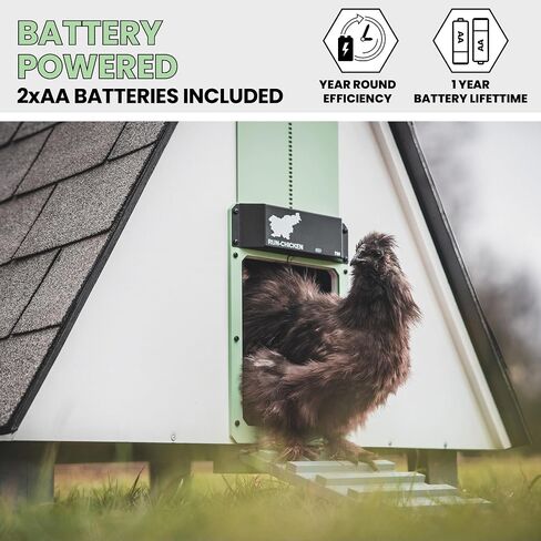 RUN-CHICKEN Door (USA Special) Automatic Chicken Coop Door Opener with Timer, Programmable Light Sensor, Battery Powered, Delay Options, Aluminum Door, Automatic Chicken Door Opener Model T50 in Kuwait