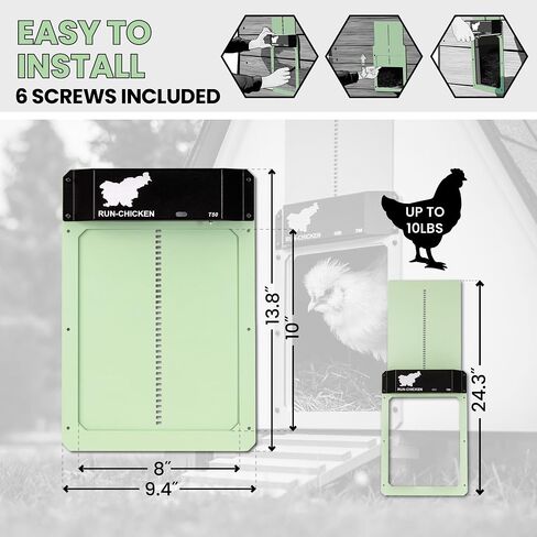 RUN-CHICKEN Door (USA Special) Automatic Chicken Coop Door Opener with Timer, Programmable Light Sensor, Battery Powered, Delay Options, Aluminum Door, Automatic Chicken Door Opener Model T50 in Kuwait
