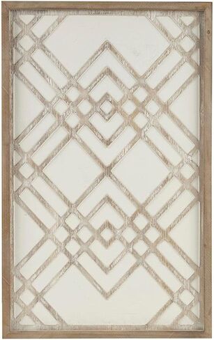 Madison Park Wall Art Living Room Décor - Exton Geometric Carved Wood Frame, Home Accent Modern Kitchen Dining Decoration, Ready to Hang Panel for Bedroom, 20" W x 32" H, Natural/White in Saudi Arabia