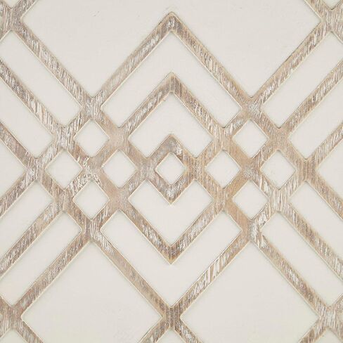 Madison Park Wall Art Living Room Décor - Exton Geometric Carved Wood Frame, Home Accent Modern Kitchen Dining Decoration, Ready to Hang Panel for Bedroom, 20" W x 32" H, Natural/White in Saudi Arabia