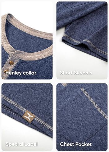 JMIERR Men's Henley Long/Short Sleeve T-Shirt Stretch Cotton Casual Pullover Tee Shirts with Pockets in Saudi Arabia