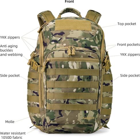 Tactical Backpack Military Molle Bag Army Rucksack Outdoor Daypack Water Resistant 2 Day Assault Pack Medium 32L (Camo) in Kuwait