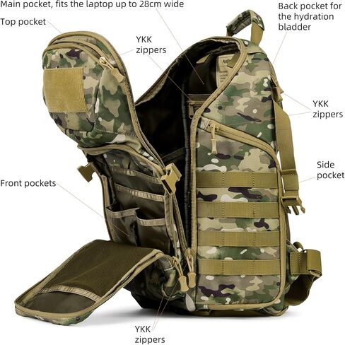 Tactical Backpack Military Molle Bag Army Rucksack Outdoor Daypack Water Resistant 2 Day Assault Pack Medium 32L (Camo) in Kuwait