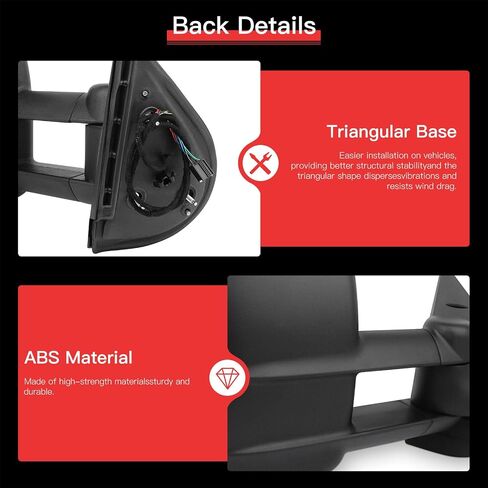 Towing Mirrors Fit for Chevy for GMC Silverado Sierra 1999-2002 Replace Power Adjusted, Heated Function, LED Turn Signal Light w/Chrome Housing Tow Mirrors in Saudi Arabia