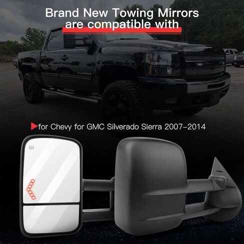 Towing Mirrors Fit for Chevy for GMC Silverado Sierra 1999-2002 Replace Power Adjusted, Heated Function, LED Turn Signal Light w/Chrome Housing Tow Mirrors in Saudi Arabia