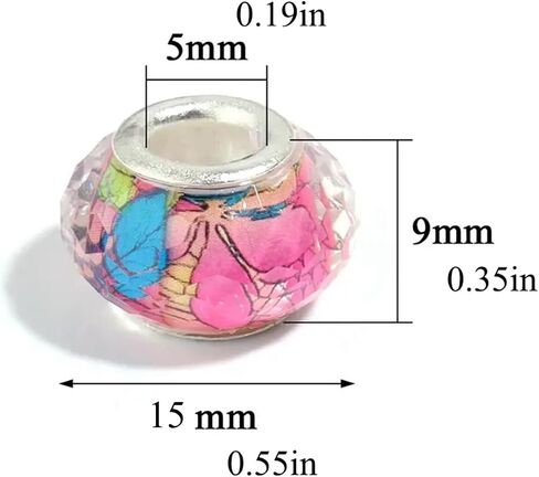 Large Hole Beads for Bracelet Jewelry Making Bulk,100pcs 15mm European Beads for Pens,Spacer Charm Lampwork Murano Glass Crystal Beads for Crafts Stakes Decoration in Kuwait