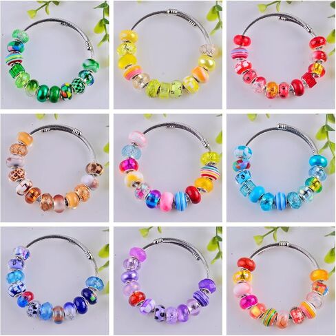 Large Hole Beads for Bracelet Jewelry Making Bulk,100pcs 15mm European Beads for Pens,Spacer Charm Lampwork Murano Glass Crystal Beads for Crafts Stakes Decoration in Kuwait