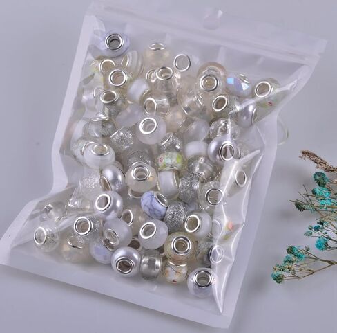 Large Hole Beads for Bracelet Jewelry Making Bulk,100pcs 15mm European Beads for Pens,Spacer Charm Lampwork Murano Glass Crystal Beads for Crafts Stakes Decoration in Kuwait