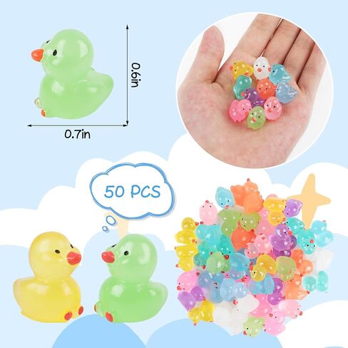 LOKIPA 50 قطعة من البط الصغيرة، بطات صغيرة مضيئة، بطات صغيرة تتوهج في الظلام، بطات صغيرة من الراتنج للحديقة، زينة المناظر الطبيعية الصغيرة، حفلة عيد الميلاد، حرفة تزيين يدوية (10 ألوان) in Kuwait