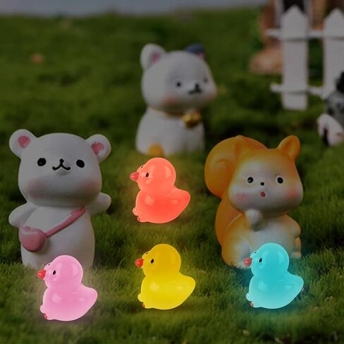 LOKIPA 50 قطعة من البط الصغيرة، بطات صغيرة مضيئة، بطات صغيرة تتوهج في الظلام، بطات صغيرة من الراتنج للحديقة، زينة المناظر الطبيعية الصغيرة، حفلة عيد الميلاد، حرفة تزيين يدوية (10 ألوان) in Kuwait