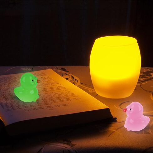 LOKIPA 50 قطعة من البط الصغيرة، بطات صغيرة مضيئة، بطات صغيرة تتوهج في الظلام، بطات صغيرة من الراتنج للحديقة، زينة المناظر الطبيعية الصغيرة، حفلة عيد الميلاد، حرفة تزيين يدوية (10 ألوان) in Kuwait