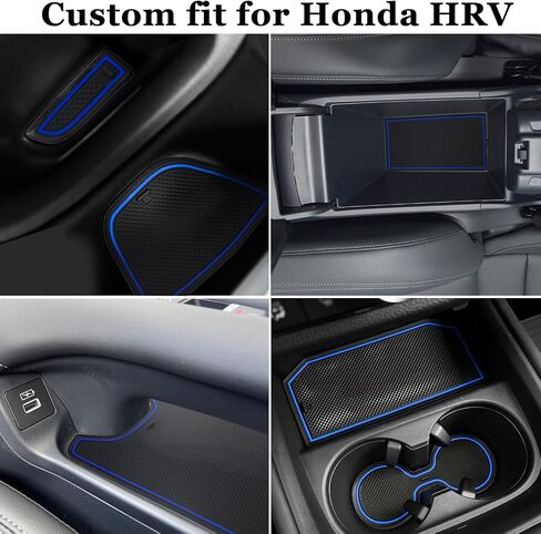 Center Console Liner for Honda HRV Accessories 2023 2024 2025, for HR-V Cup Holder Pad, Door Pocket Interior, Door Slot Mat, Non-Slip Trim, Custom Rubber Decoration Insert (14pcs, Red) in Kuwait