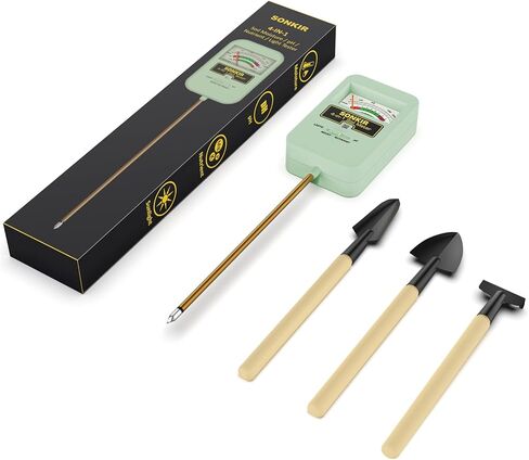 جهاز قياس رطوبة التربة من سونكير، جهاز قياس درجة الحموضة للتربة 4 في 1، جهاز اختبار التربة للمغذيات والرطوبة ودرجة الحموضة والضوء، مجموعات اختبار درجة الحموضة للتربة للنباتات، رائع للحديقة والحديقة والاستخدام الداخلي والخارجي (لا يتطلب بطارية) in Kuwait