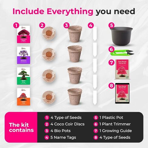 Grow Your Own Bonsai Tree kit | Easily Grow 4 Types of Bonsai Tree with Our Complete Beginner Friendly Bonsai Starter kit | Bonzai Tree | Christmas Gift Set for Plant Lovers (Bonsai Kit) in Saudi Arabia