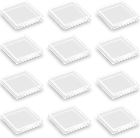 Farmer Mani 12 Pieces Square Empty Mini Clear Plastic Storage Containers with Lids for Tiny Items and Other Craft Projects.(1.85 x 1.85 x 0.32 inch) in Saudi Arabia