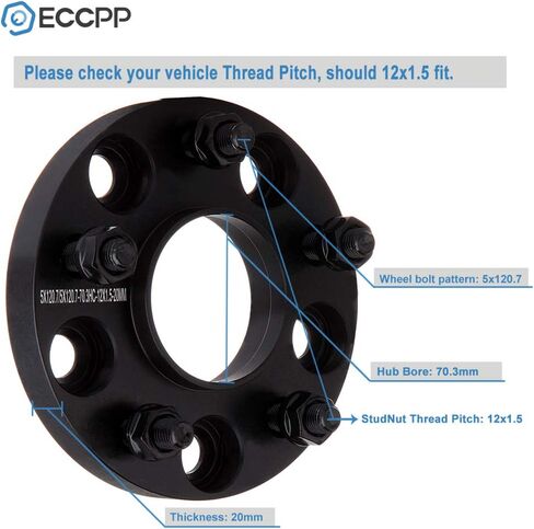ECCPP 2X 5x4.75 to 5x4.75 Wheel Spacers hubcentric 20mm 5 Lug 5x120.7mm 70.3mm CB fits for Chevrolet Corvette 1984-2019 |for Chevrolet Blazer 1987-2005 for GMC Jimmy 1991-2005 with 12x1.5 Studs in Saudi Arabia