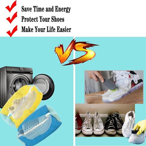 AHN 2 Pack Upgrade Adjustable Shoe Washing Machine Bag Shoes 360° Deep Clean Laundry Bag Keep Shoes Clean Reusable Durable Zipper Shoe Washing Bag for Sneaker Tennis Running Shoes, Sock,Gift(Yellow) in Saudi Arabia
