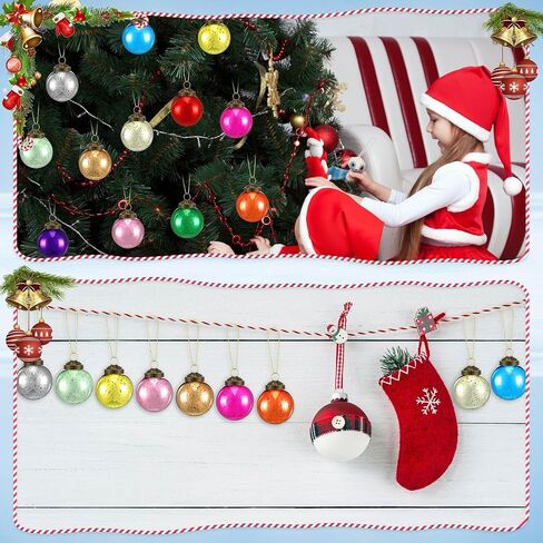 Layhit 24 Pcs Multicolor Mercury Glass Ornaments Vintage Style Glass Ball Ornaments Christmas Mercury Glass Decor for Christmas Tree Decor Wedding Engagement Anniversary Party, 2" Diameter in Saudi Arabia
