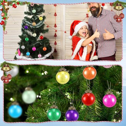 Layhit 24 Pcs Multicolor Mercury Glass Ornaments Vintage Style Glass Ball Ornaments Christmas Mercury Glass Decor for Christmas Tree Decor Wedding Engagement Anniversary Party, 2" Diameter in Saudi Arabia