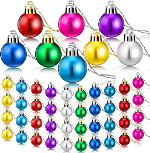 Sumind 48 Pieces Christmas Ball Ornaments Mini Shiny Multicolor Christmas Ball Ornament Xmas Miniature Ball Tree Decorations for Christmas Tree Party Holiday Decor (Multicolored,1.2 Inch) in Saudi Arabia