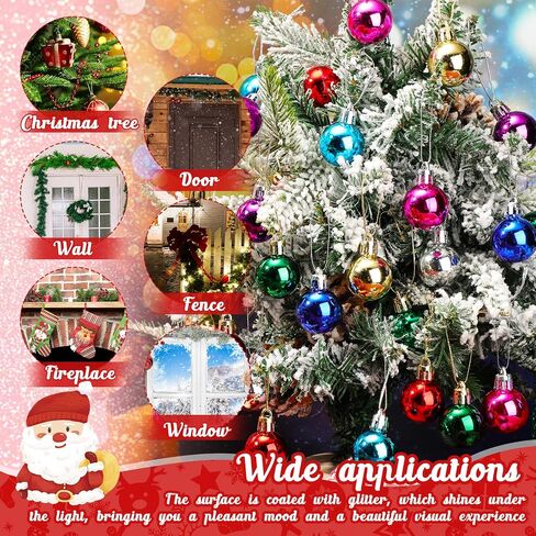 Sumind 48 Pieces Christmas Ball Ornaments Mini Shiny Multicolor Christmas Ball Ornament Xmas Miniature Ball Tree Decorations for Christmas Tree Party Holiday Decor (Multicolored,1.2 Inch) in Saudi Arabia
