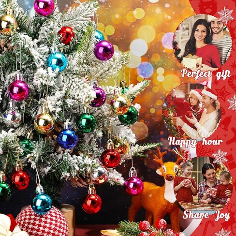 Sumind 48 Pieces Christmas Ball Ornaments Mini Shiny Multicolor Christmas Ball Ornament Xmas Miniature Ball Tree Decorations for Christmas Tree Party Holiday Decor (Multicolored,1.2 Inch) in Saudi Arabia