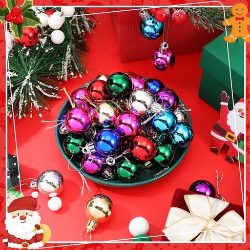 Sumind 48 Pieces Christmas Ball Ornaments Mini Shiny Multicolor Christmas Ball Ornament Xmas Miniature Ball Tree Decorations for Christmas Tree Party Holiday Decor (Multicolored,1.2 Inch) in Saudi Arabia