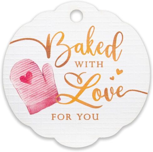 Summer-Ray 50pcs Baked with Love for You Gift Tags for Homemade Baked Goods Favors (Kraft Brown) in Kuwait