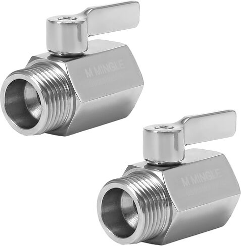 M MINGLE Heavy Duty Brass Garden Hose Shut Off Valve, 3/4 Inch, 2-Pack with 2 Hose Washers in Kuwait