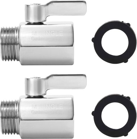 M MINGLE Heavy Duty Brass Garden Hose Shut Off Valve, 3/4 Inch, 2-Pack with 2 Hose Washers in Kuwait