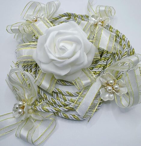 White Lazo para Boda,Lasso Rope Handfasting Cord Wedding White Gold Embellishment Accent Rope Lazo Cord Catholic Wedding Lasso Bridal Gift in Kuwait
