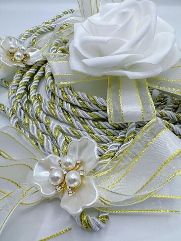 White Lazo para Boda,Lasso Rope Handfasting Cord Wedding White Gold Embellishment Accent Rope Lazo Cord Catholic Wedding Lasso Bridal Gift in Kuwait