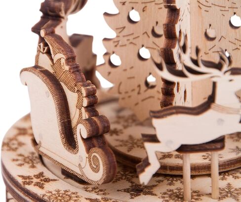 هدايا صندوق الموسيقى Wood Trick من مجموعة نماذج سانتا - نتمنى لك عيد ميلاد سعيد لحن جميل - قوي جدًا وصديق للبيئة - 6 × 5 بوصة - لغز خشبي ثلاثي الأبعاد in Kuwait