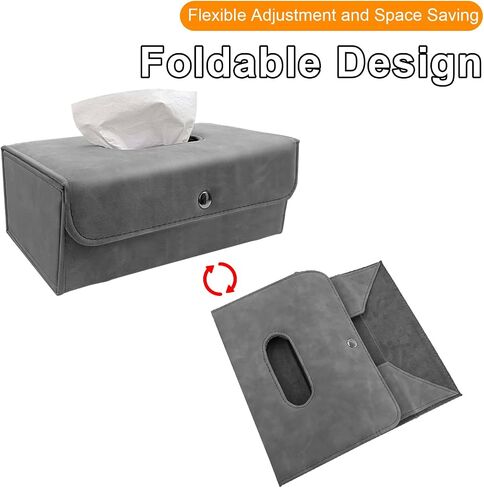【Guosan】 car Tissue Holder, Stylish Car Tissue Box with Soft Texture, Car Tissue Dispenser for Car, Home or Office, Leather Design,Foldable,Convenient Car Accessory for Clean and Tidy Spaces in Saudi Arabia