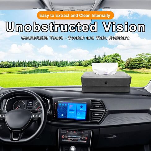 【Guosan】 car Tissue Holder, Stylish Car Tissue Box with Soft Texture, Car Tissue Dispenser for Car, Home or Office, Leather Design,Foldable,Convenient Car Accessory for Clean and Tidy Spaces in Saudi Arabia