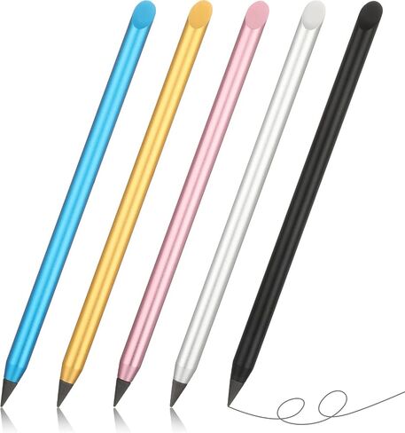 Ctosree 5 Pcs Metal Inkless Pencil Reusable Everlasting Pencil Aluminum Nib Metallic Erasable Pencil for Kids Student Teacher School Classroom Reward Gift Drawing Drafting Writing in Saudi Arabia