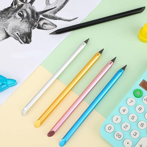 Ctosree 5 Pcs Metal Inkless Pencil Reusable Everlasting Pencil Aluminum Nib Metallic Erasable Pencil for Kids Student Teacher School Classroom Reward Gift Drawing Drafting Writing in Saudi Arabia