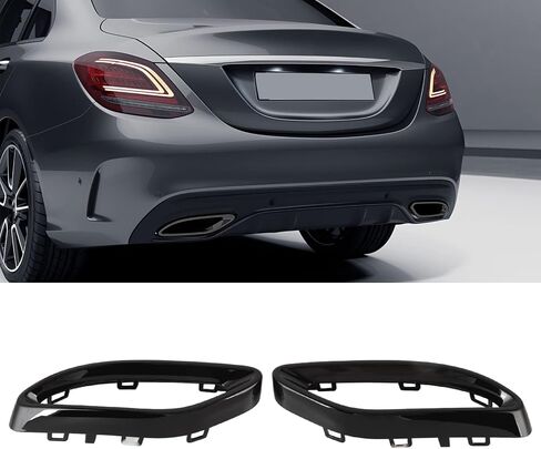غطاء حواف أنبوب كاتم الصوت، زوج من غطاء الطرف الأسود اللامع الزخارف لبنز A B C E GLC CLS Class W177 W247 W205 W213 X253 C257 in Saudi Arabia