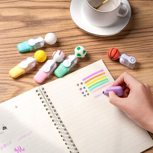 6pcs Sports Ball Highlighters - Rugby, Soccer, Basketball, Tennis, Baseball, Golf Marker Pens for Sports Parties, Birthdays, Drawing, Posters, Greeting Cards, School, and Office Supplies in Saudi Arabia