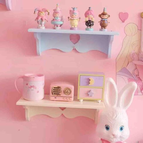 PEXIZUAN Kawaii Wood Floating Shelf Kawaii Wall Decor Kawaii Room Decor Kawaii Love Pink Room Decor (Pink) in Kuwait