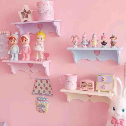 PEXIZUAN Kawaii Wood Floating Shelf Kawaii Wall Decor Kawaii Room Decor Kawaii Love Pink Room Decor (Pink) in Kuwait
