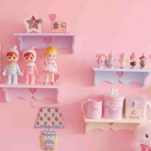 PEXIZUAN Kawaii Wood Floating Shelf Kawaii Wall Decor Kawaii Room Decor Kawaii Love Pink Room Decor (Pink) in Kuwait