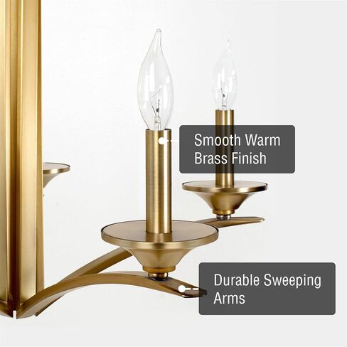 Kira Home Lillie 25" Contemporary 5-Light Candle Chandelier Lighting Fixture, Adjustable Hanging Height, Warm Brass Finish in Saudi Arabia