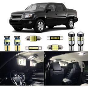 White LED Interior Lights Kit for Honda Ridgeline 2006 2007 2008 2009 2010 2011 2012 2013 2014 2015 Super Bright 6000K Interior LED Light Bulb Package + Install Tool