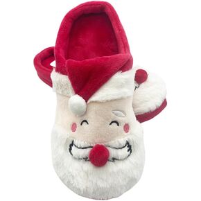 Santa Claus Plush Slippers, Christmas Fuzzy Slippers for Women Men, Father Christmas Non-Slip Cozy House Shoes