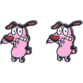 Cartoon TV Show Courage Cowardly Dog Earrings Stud, Metal Ear Stud for Women and Men
