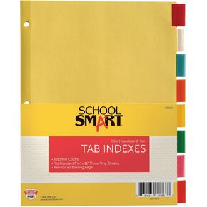 School Smart 8 Tab Index Paper Dividers, Assorted Colors