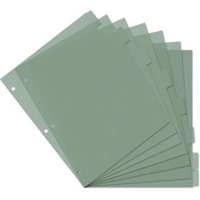MultiBey A4 Dividers Plastic 3-Ring Binder Dividers, Sturdy 3 Hole 8-Tab Dividers Inserts for Journal, Loose Leaf Planner Office, School and Home Supplies (Green)